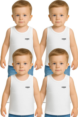 KidBee Vest For Baby Boys Cotton(White, Pack of 4)