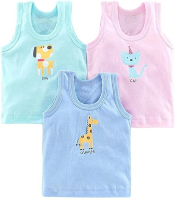 HouseOfCommon Vest For Baby Boys & Baby Girls Cotton(Multicolor, Pack of 3)