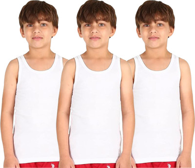 fitto Vest For Boys Pure Cotton(White, Pack of 3)