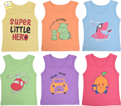Kwitchy Vest For Baby Boys & Baby Girls Cotton Silk(Multicolor, Pack of 6)