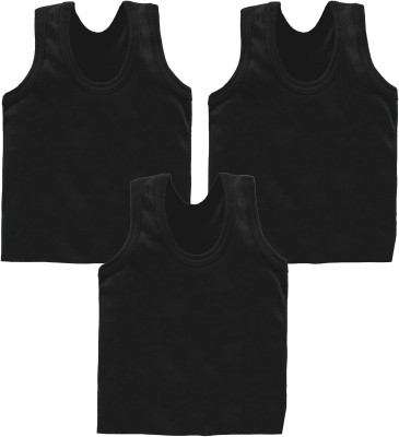 Kidzkloset Vest For Boys Cotton Blend(Black, Pack of 3)