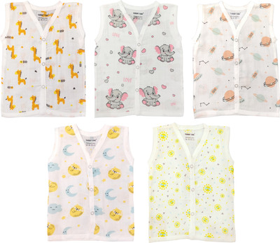 TUMMY TIME Vest For Baby Boys & Baby Girls Muslin(White, Pack of 5)