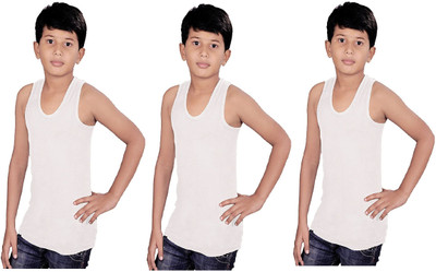 Hivata Vest For Boys Cotton(White, Pack of 3)
