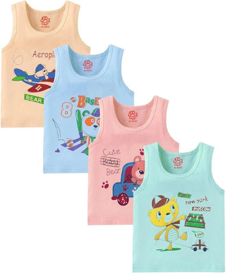 HouseOfCommon Vest For Baby Boys & Baby Girls Cotton(Multicolor, Pack of 4)