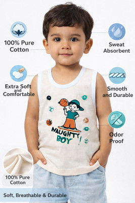Misto Vest For Baby Boys & Baby Girls Pure Cotton(Multicolor, Pack of 1)