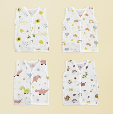 KAGALI Vest For Baby Boys & Baby Girls Cotton(White, Pack of 4)