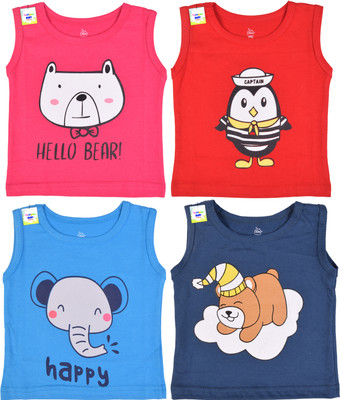 Toddylon Baby Boys & Baby Girls Graphic Print Cotton Blend Regular T Shirt(Multicolor, Pack of 4)