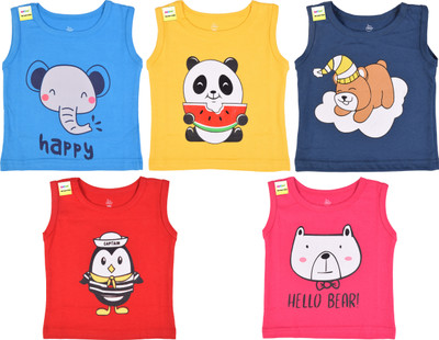 Kwitchy Vest For Baby Boys & Baby Girls Cotton Blend(Multicolor, Pack of 5)