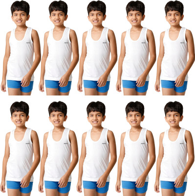 INNERO Vest For Boys & Girls Pure Cotton(White, Pack of 10)