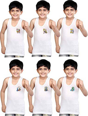 GANESH CREATIONS Vest For Boys Cotton(White, Pack of 6)