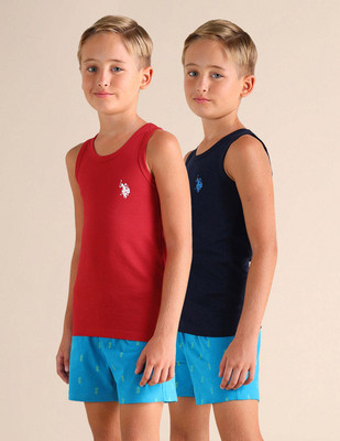 U.S. POLO ASSN. Vest For Boys Cotton Blend(Red, Pack of 2)