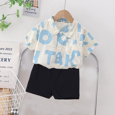 Sajavat Baby Boys Casual Shirt Shorts(OHM_BLUE_BLACK_Light Blue)