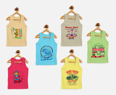 Neeba Vest For Baby Boys Cotton Blend(Multicolor, Pack of 6)