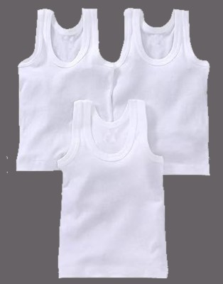 BABYSHOPEE Vest For Baby Boys Cotton(White, Pack of 3)