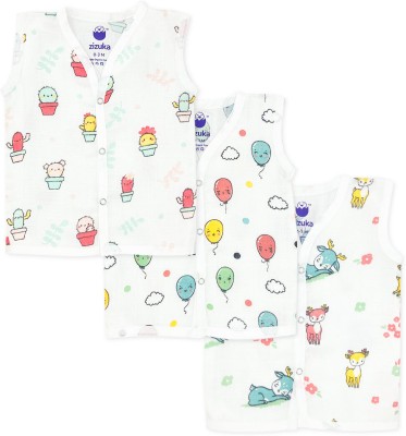 Zizuka Vest For Baby Boys & Baby Girls Muslin(Multicolor, Pack of 3)