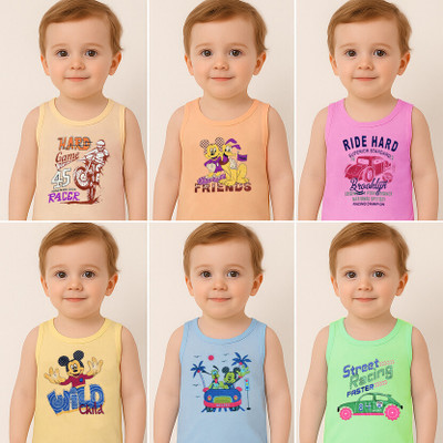 TINY HANDS Vest For Boys Cotton(Multicolor, Pack of 6)
