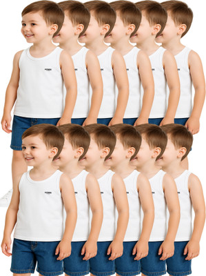 KidBee Vest For Baby Boys Cotton(White, Pack of 12)