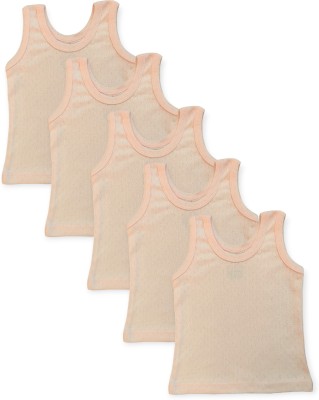 Mybub Vest For Baby Boys & Baby Girls Pure Cotton(Orange, Pack of 5)