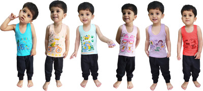 shreee Vest For Boys & Girls Cotton Lycra Blend(Multicolor, Pack of 6)