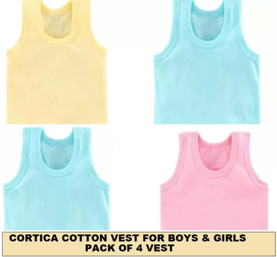 HouseOfCommon Vest For Baby Boys & Baby Girls Cotton(Multicolor, Pack of 4)