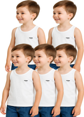 KidBee Vest For Baby Boys Cotton(White, Pack of 5)