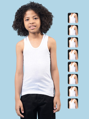 rkg Vest For Boys Cotton Blend(White, Pack of 10)