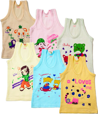HouseOfCommon Vest For Baby Boys & Baby Girls Cotton(Multicolor, Pack of 6)