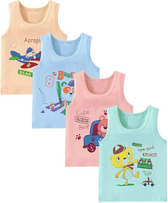 TINY HANDS Vest For Baby Boys & Baby Girls Cotton(Multicolor, Pack of 4)