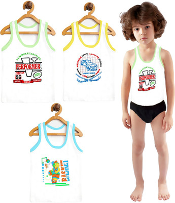 Neeba Vest For Baby Boys Cotton Blend(White, Pack of 6)