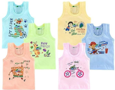 TWINKLE CRAFT Vest For Boys & Girls Pure Cotton(Multicolor, Pack of 6)