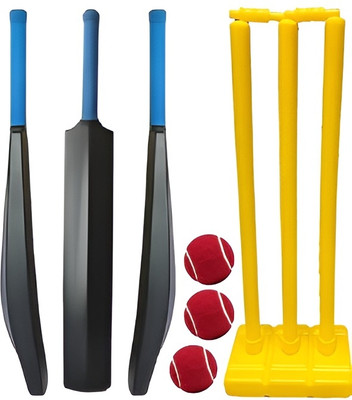 kickmixsports Combo Set Pvc Plastic Bat With Plastic Wicket Set And 3 Tennis Ball(Red) Cricket Kit