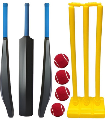 kickmixsports Combo Set PVC Bat With Plastic Wicket Set And 4 Tennis Ball(Red) Cricket Kit