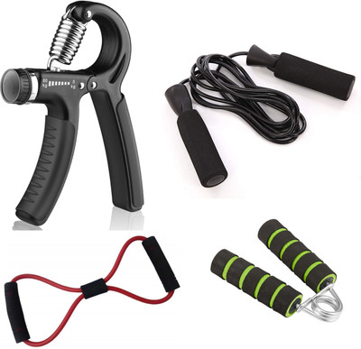 Fitnesstricks Hand Gripper, Skipping Rope, Resistance Tube and Foam Hand Gripper Fitness Accessory Kit Kit
