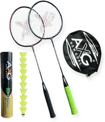 AXG NEW GOAL Scratch resistant A-2000 Badminton Racquets set Of 2 with 10 Plastic Shuttles Badminton Kit