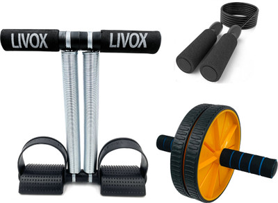 LIVOX Tummy Trimmer And Ab wheel Roller With Skipping Rope Ab Exerciser(Multicolor)