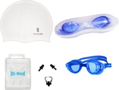 Microtics MS-02 Unisex swimming Kit | Anti fog Goggle with case, Cap, Nose & earplug | Swimming Kit