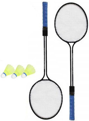 STYRKR Double Shaft Badminton Racquet Set Of 2 Piece With 3 Piece Nylon Shuttle Cock Badminton Kit