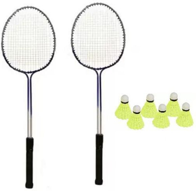 STYRKR 2 Double Shaft Racquet + 6 pc Nylon Shuttle Badminton Kit