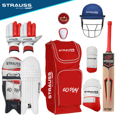 Strauss Cricket Kit | Full Size | Color: Red | Right Handed Complete Set Of 9 Cricket Kit For Rs. 2799 @ 72 %