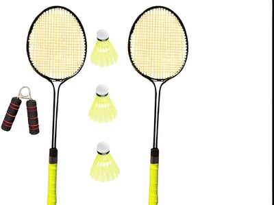 kickmixsports Badminton Racquet Set of 2pcs With 3 Nylon Shuttles 1 Foam Grip Badminton Kit