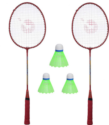 OMSAN Aluminium Badminton Pack Of 2 With 3 Nylon Shuttle & Rackets Bag Badminton Kit.. Badminton Kit