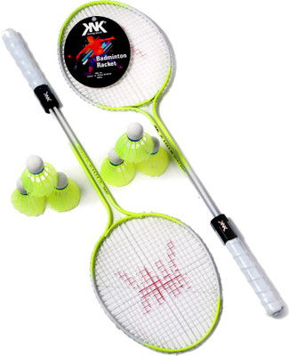 STYRKR Double Shaft Florescentv Racket Pack Of 2 With 6 Piece Plastic Shuttles Badminton Kit
