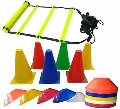 Kiraro 6 Inch Cones Pack 10,20 Space Markers and 4 Meter Ladder Agility Combos Football & Fitness Kit