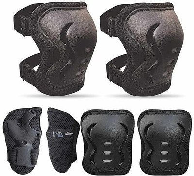 Jaspo Secure Hybrid Knee, Elbow & Wrist Guard Combo for Skating, Cycling for All Age Groups - Small Size Skating Kit