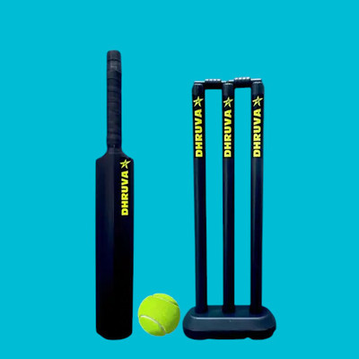 Dhruva Plastic Cricket Kit for 6 to 12 Years kids 1 piece bat 1 set wicket 1 piece ball Cricket Kit