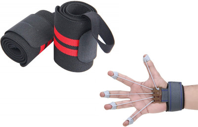 Fitnesstricks Gym Equipment Combo Of Wrist Support Band With Finger Exerciser Fitness Accessory Kit Kit