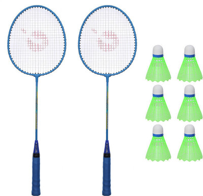 STYRKR Aluminium Badminton Pack Of 2 With 6 Nylon Shuttle & Rackets Bag Badminton new Badminton Kit
