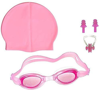 MOVEX Swimming Set with Anti-Fog Goggles and Silicone Swimming Cap for Adults & Kids Swimming Kit
