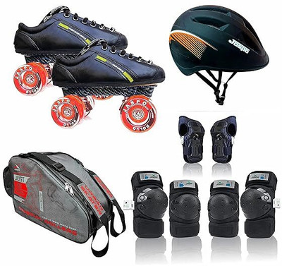 Jaspo Hyper-X Skate Combo(Shoe Skate+ Helmet + Knee Guard+Elbow Guard+Wrist Guard+Bag Skating Kit