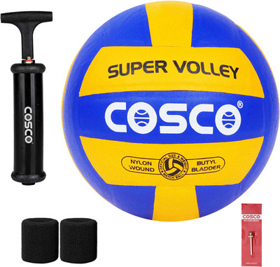 COSCO Volleyball Combo Set - 1 Super Volley, 1 Ball Pump, 2 Wrist Band Volleyball Kit